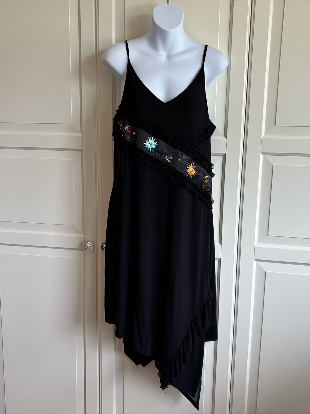 Vintage Simon Chang Asymmetrical little Black Dress formal, quiet luxury - Picture 4 of 14
